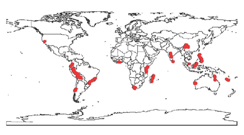 Global Hot Spots of Biodiversity Map