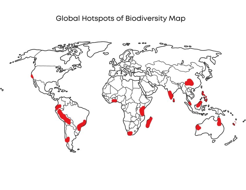 Global Hot Spots of Biodiversity Map