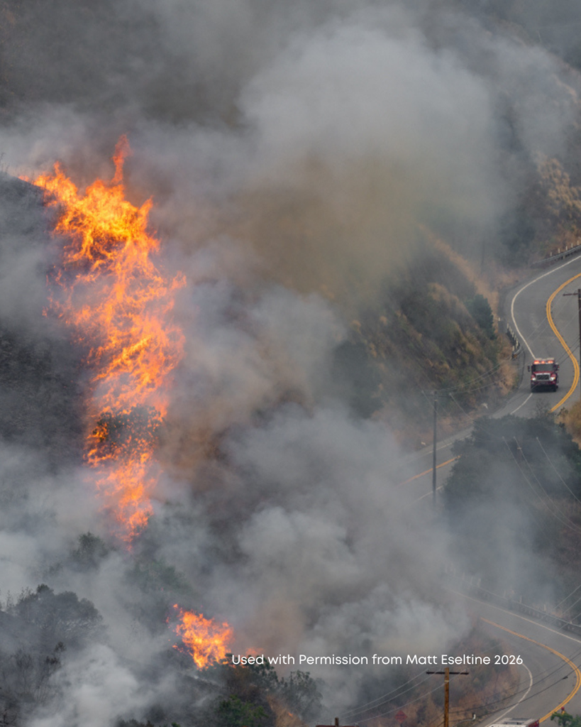 The Carbon Fire burning near Carbon Canyon Road.